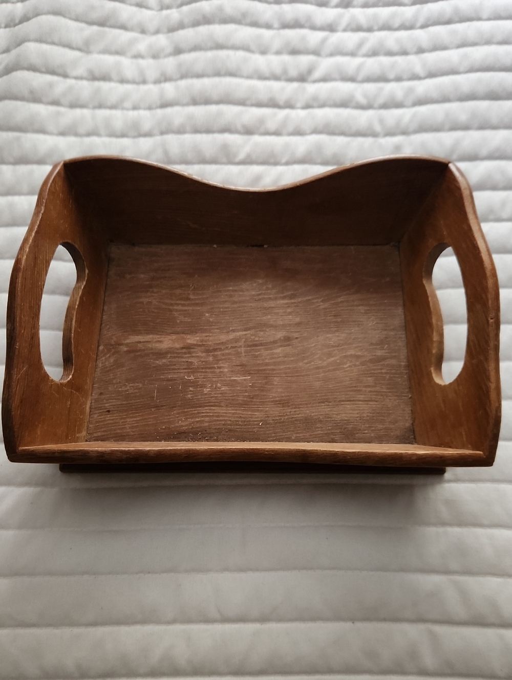 Vintage Wood Serving Tray with Cutout Handles - Brown